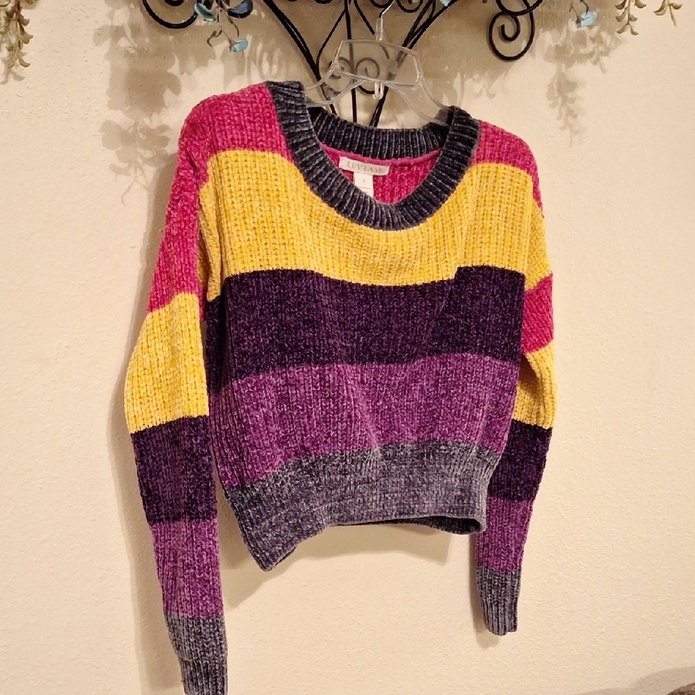LUV LANE Colorful Striped Sweater. Size Small